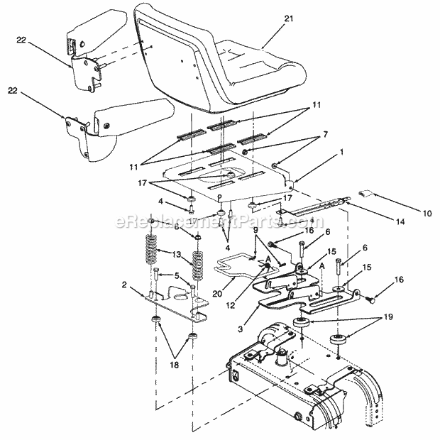 Seat Assembly Mfg. 4-19-98 & Before Diagram and Parts List for Z54L 53AC365K100 Cub Cadet Lawn Mower